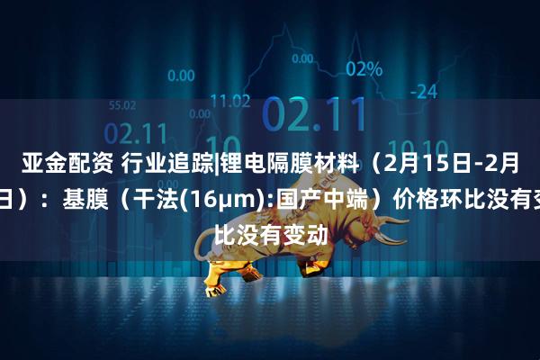 亚金配资 行业追踪|锂电隔膜材料（2月15日-2月21日）：基膜（干法(16μm):国产中端）价格环比没有变动